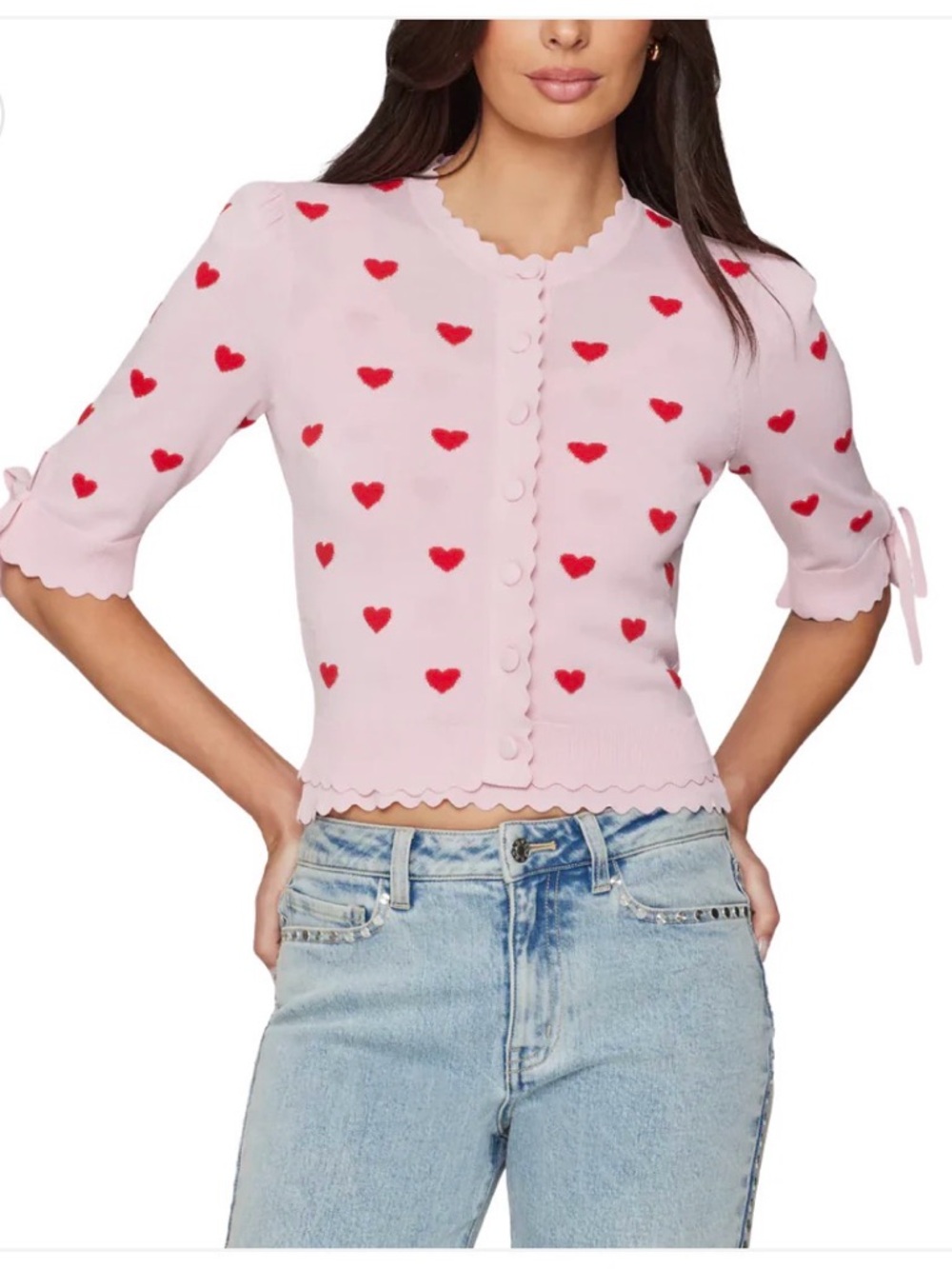 GENERATION LOVE
TESS HEARTS INTARSIA CARDIGAN Size Small
